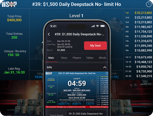 WSOP Poker手机客户端内容预览